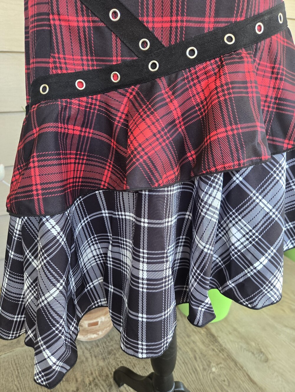 Dolls Kill Dark In Love Plaid Mini Dress. Size L - Picture 6 of 13